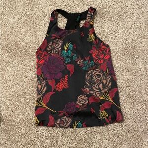 Floral Sleeveless Women's Top - Black and Red